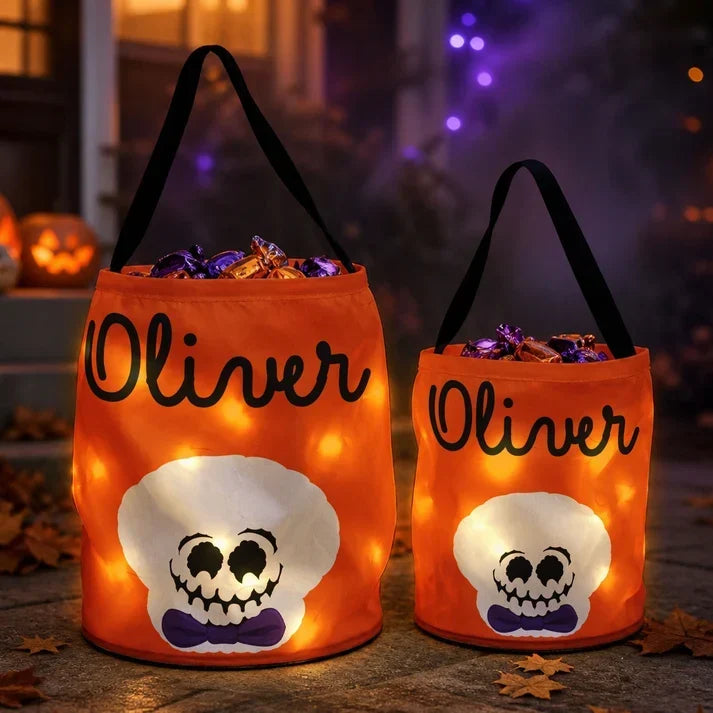 Personalized LED Light Up Basket Cute Halloween Gift for Kids