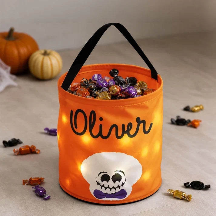 Personalized LED Light Up Basket Cute Halloween Gift for Kids