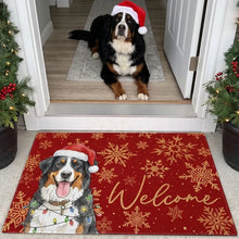 Load image into Gallery viewer, Personalized Watercolor Dog Doormat with Santa Hat Gift for Dog Owner

