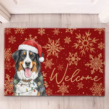 Load image into Gallery viewer, Personalized Watercolor Dog Doormat with Santa Hat Gift for Dog Owner
