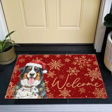 Load image into Gallery viewer, Personalized Watercolor Dog Doormat with Santa Hat Gift for Dog Owner
