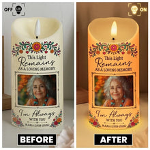 Load image into Gallery viewer, Personalized Flameless LED Candle Custom Floral Portrait Sympathy Gift for Family
