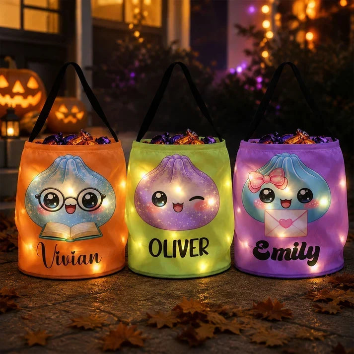 Personalized LED Trick or Treat Basket for Kids Halloween Gift