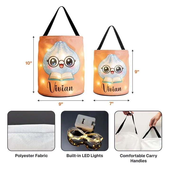 Personalized LED Trick or Treat Basket for Kids Halloween Gift