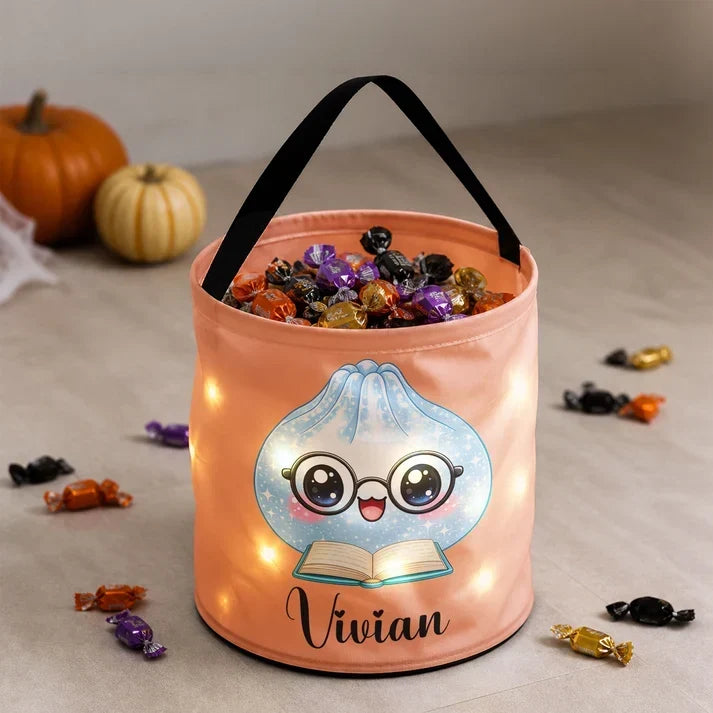 Personalized LED Trick or Treat Basket for Kids Halloween Gift