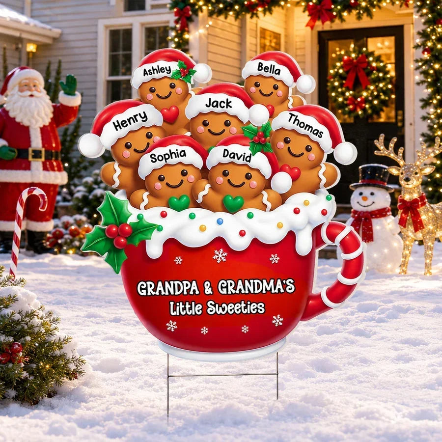 Personalized Gingerbread Family Yard Sign Gift for Grandparents