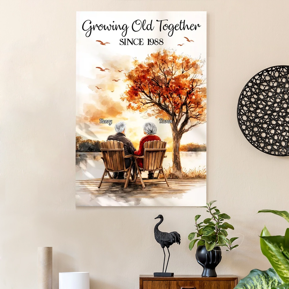 Personalized Canvas Art for Couples - Growing Old Together Since 1988 Poster or Canvas MagicInPrints
