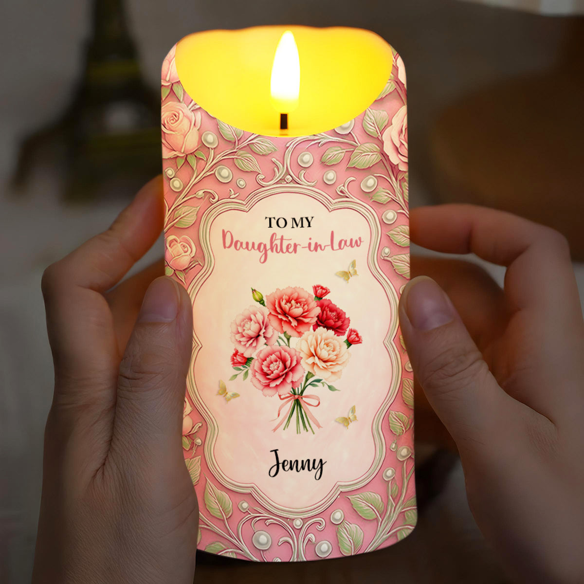 Personalized LED Candle for Daughter-in-Law with Heartfelt Message - Sentimental Gift Lamp MagicInPrints