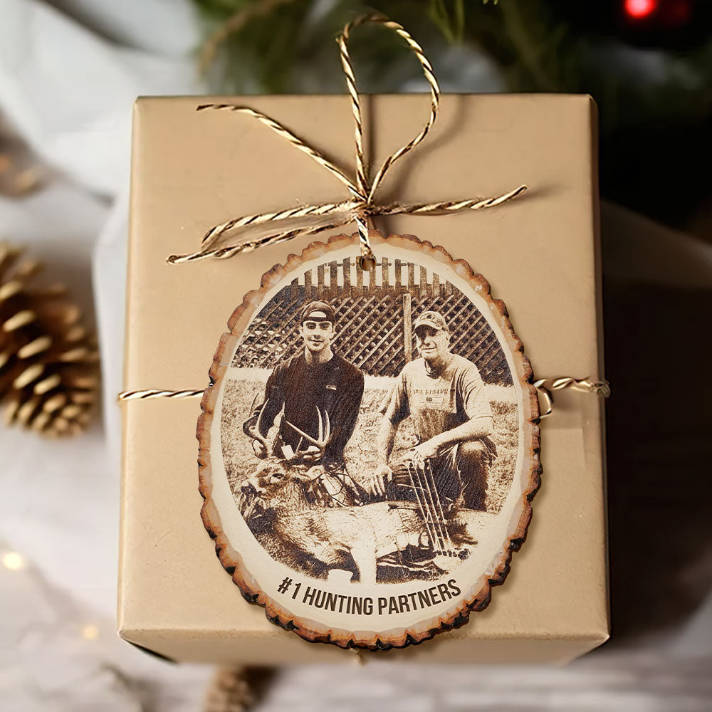 Celebrate Your Adventures: Custom Photo Engraved Wood Ornament - Personalized Gift for Hunting Lovers Ornament MagicInPrints