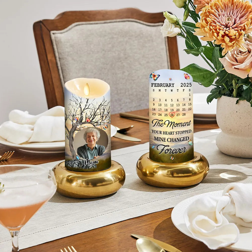 Personalized Memorial Candle for Mom with Photo and Date - Sentimental Keepsake Lamp MagicInPrints
