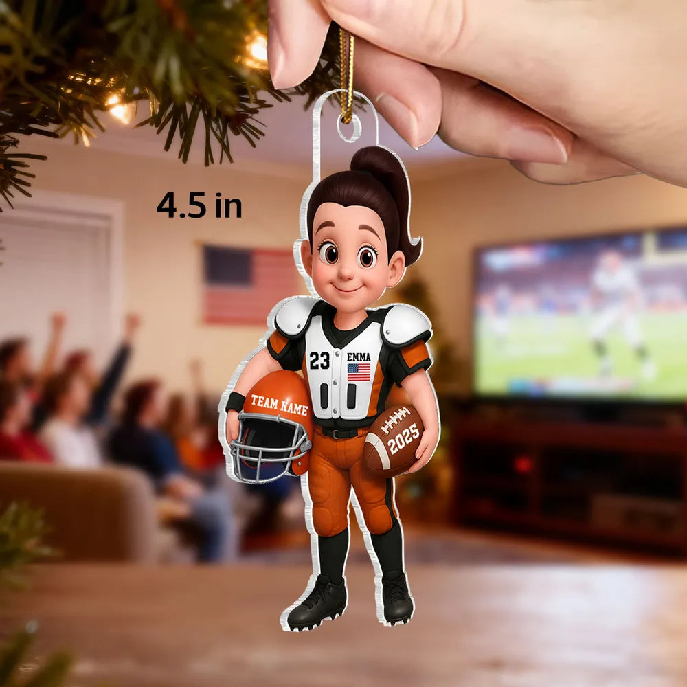 Personalized Football Player Christmas Ornament for Kids - Custom Name and Year Ornament MagicInPrints