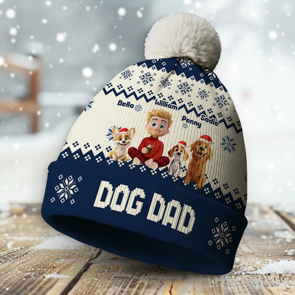 Personalized Dog Mom Beanie for Women - Christmas Holiday Gift Hat MagicInPrints