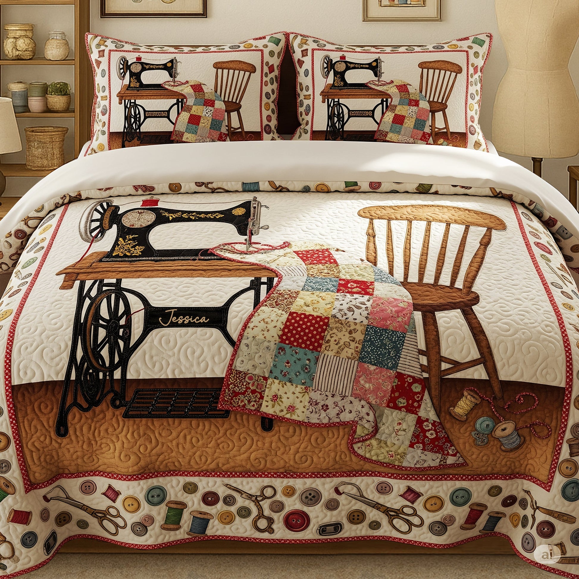 Sewing Quilt Bedding Set - Personalized Gifts For Sewing Lovers Blanket MagicInPrints