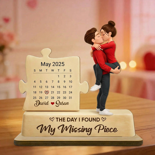 Personalized Couple Figurine with Date Puzzle - Romantic Anniversary Gift Plaque MagicInPrints