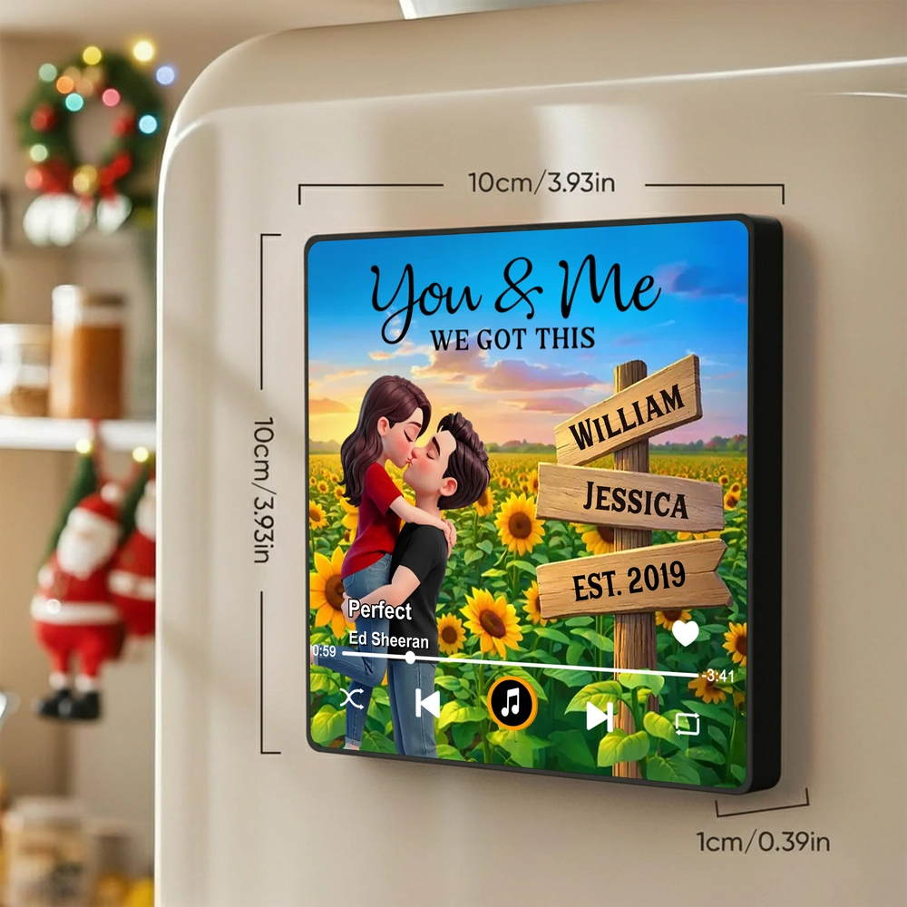 Personalized Couple Music Plaque - Romantic Gift for Anniversaries or Valentine's Day Fridge Magnet MagicInPrints