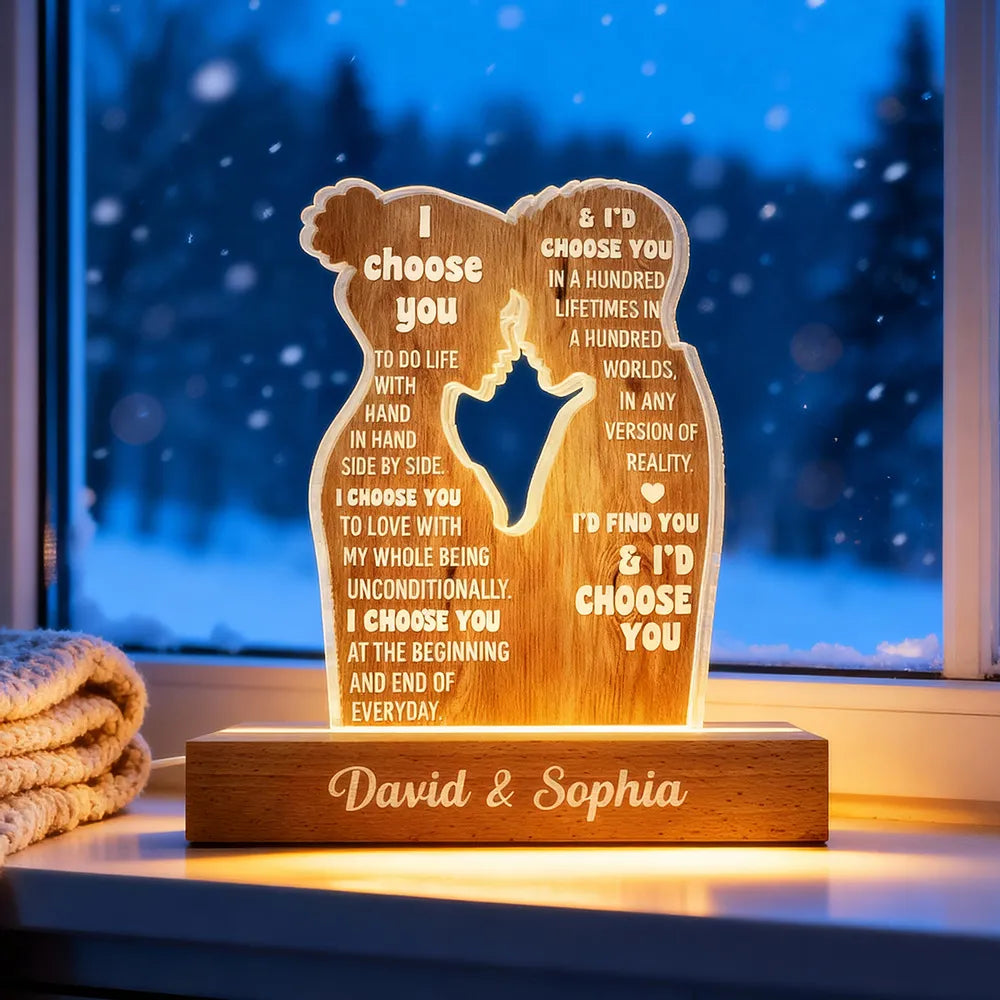 Personalized LED Night Light for Couples with Love Quote - Romantic Gift Plaque MagicInPrints