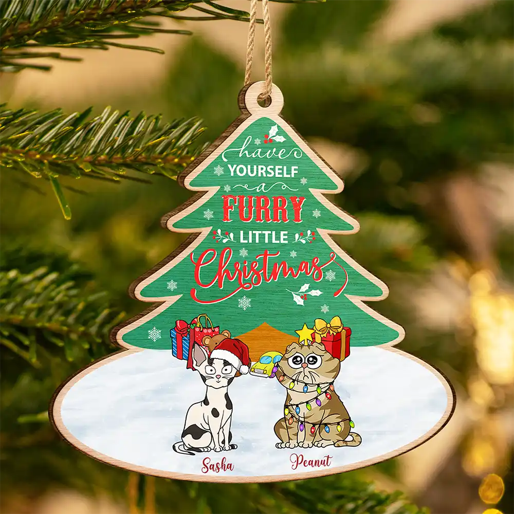 Have Yourself A Furry Christmas – Personalized Custom Shaped Wooden Ornament – Gift for Dog Lovers Wooden Ornament MagicInPrints
