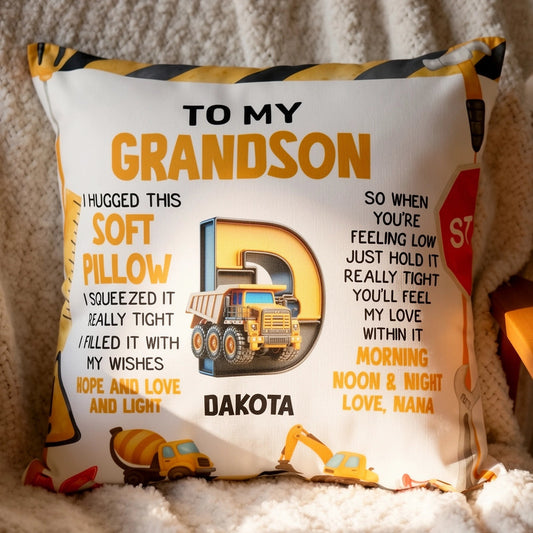 Personalized Soft Pillow for Grandson with Truck Design - Sentimental Gift from Nana Pillow MagicInPrints