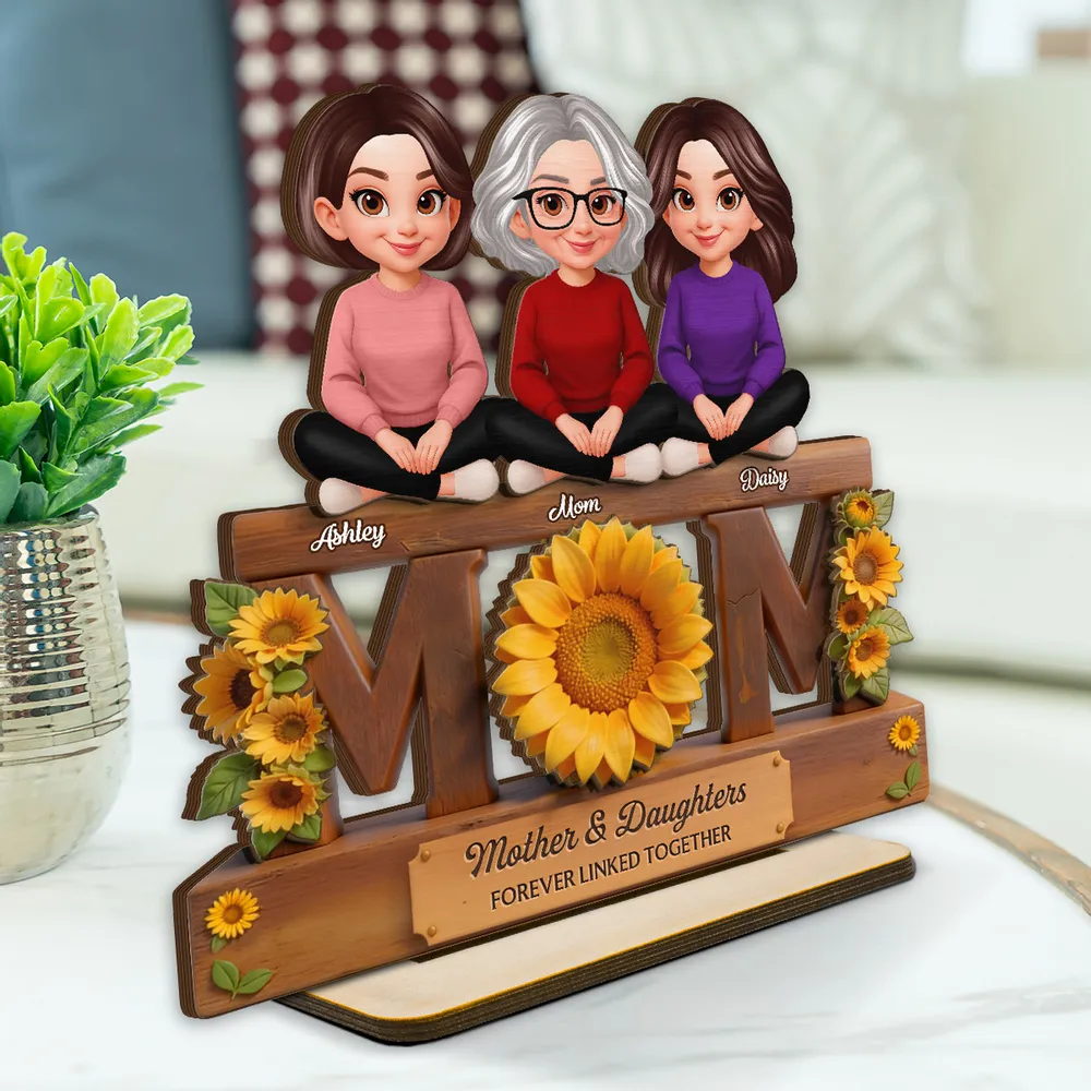 Personalized Mother & Daughters Wooden Plaque with Sunflower Design - Sentimental Gift for Mom Plaque MagicInPrints