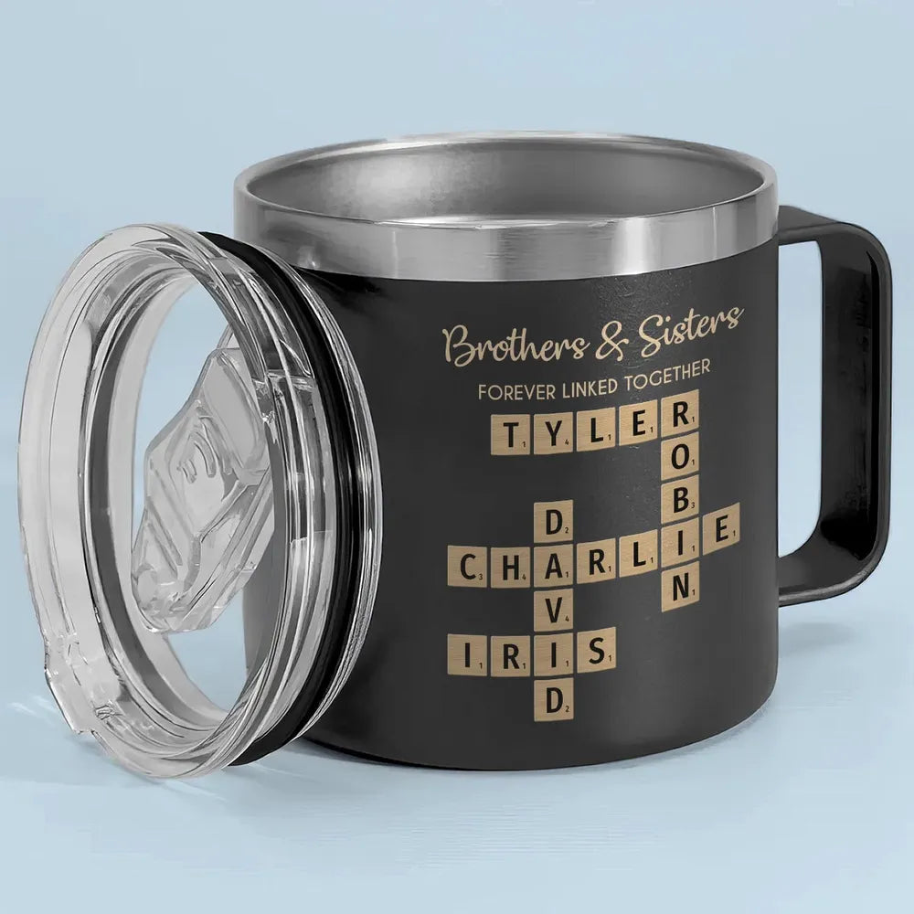 Personalized Family Mug for Siblings - Custom Names Crossword Design Cup MagicInPrints