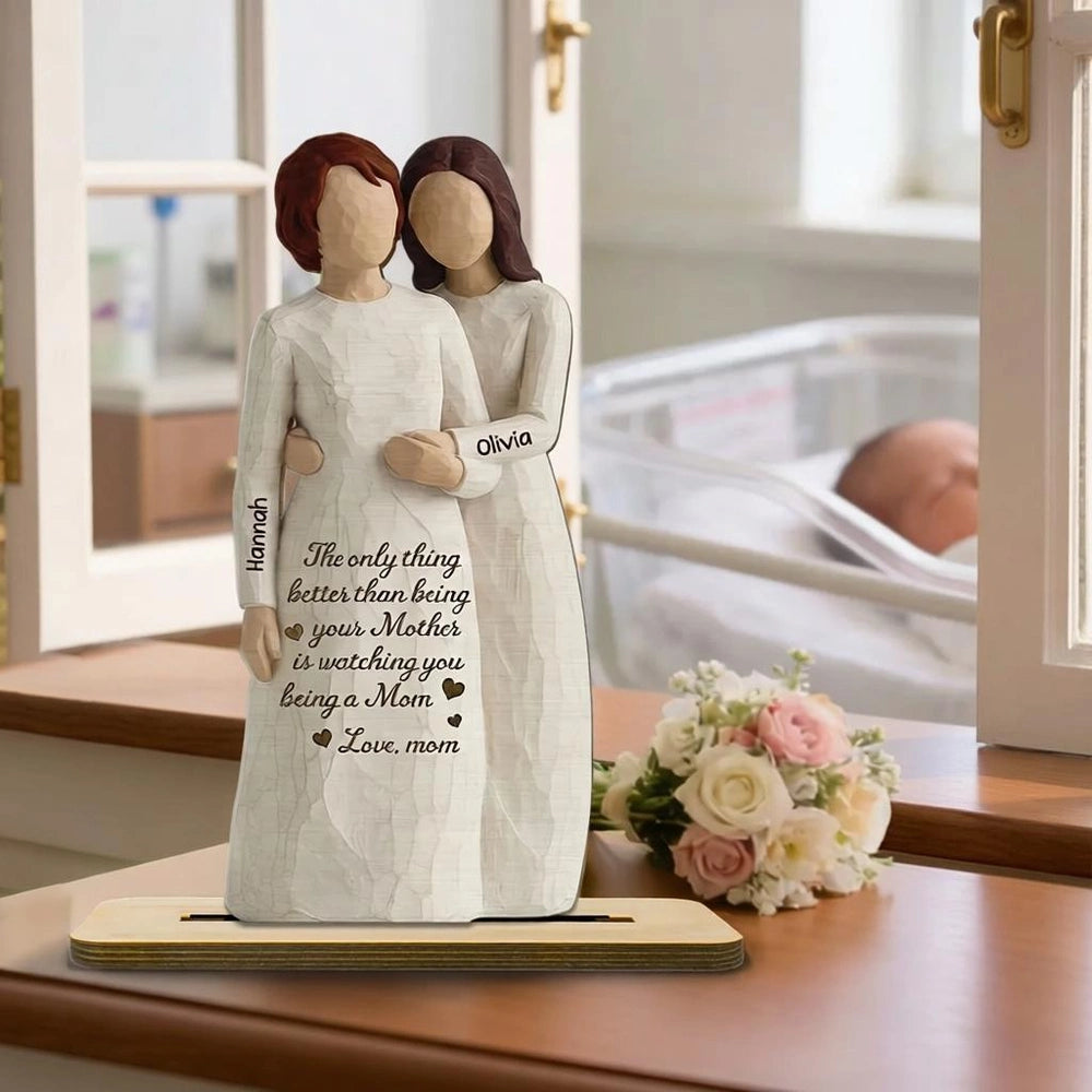 Personalized Mother-Daughter Wooden Sculpture Gift - Sentimental Keepsake for New Moms Plaque MagicInPrints