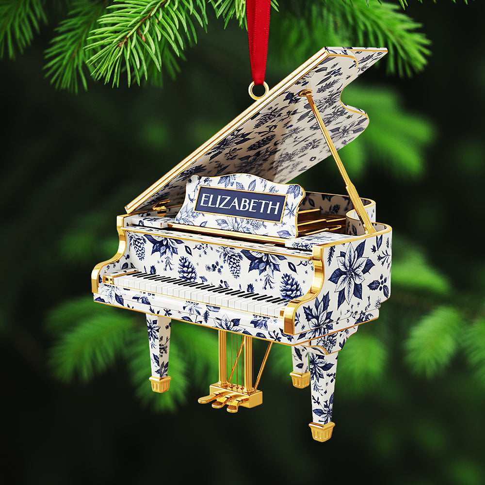 Personalized Gifts For Christmas, Piano Toile de Jouy Custom Shape Acrylic Ornament Ornament MagicInPrints