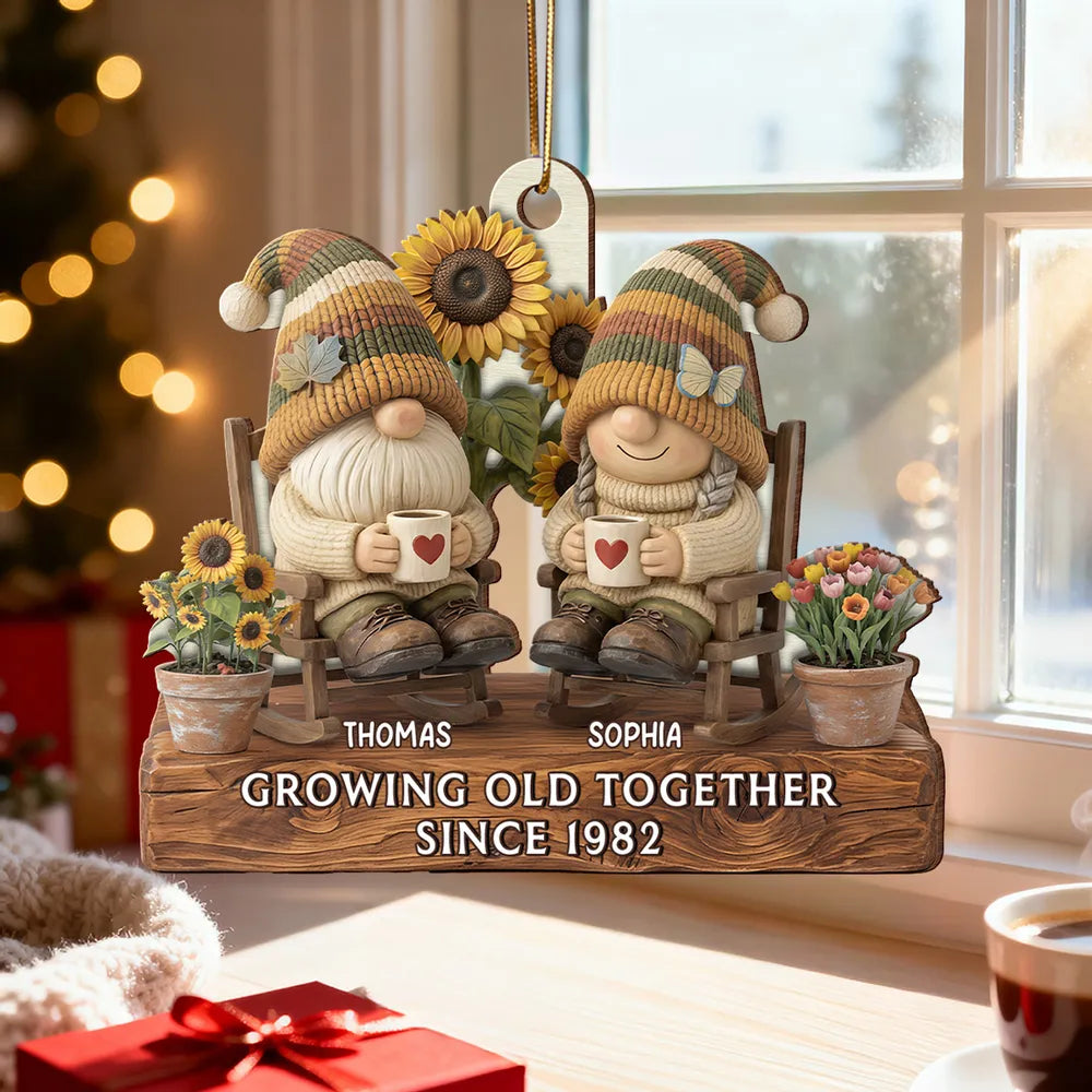 Personalized Gnome Couple Ornament for Seniors - Anniversary Gift Ornament MagicInPrints