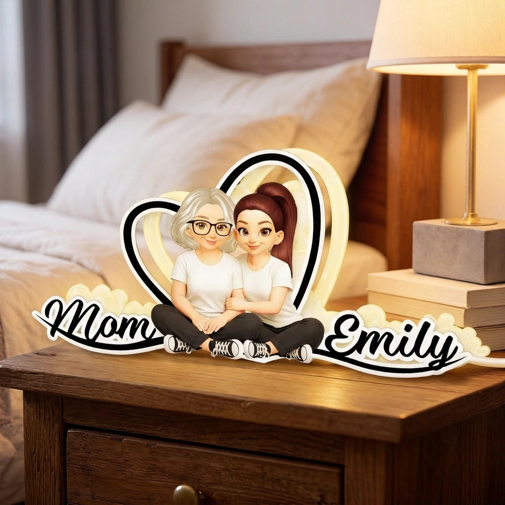 Personalized LED Night Light for Mom and Daughter - Heartwarming Gift Plaque MagicInPrints