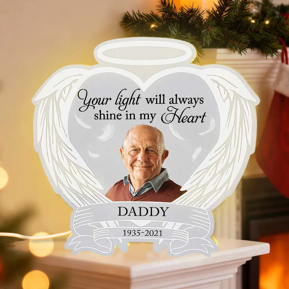 Personalized Memorial LED Light for Dad - Sentimental Remembrance Gift Plaque MagicInPrints