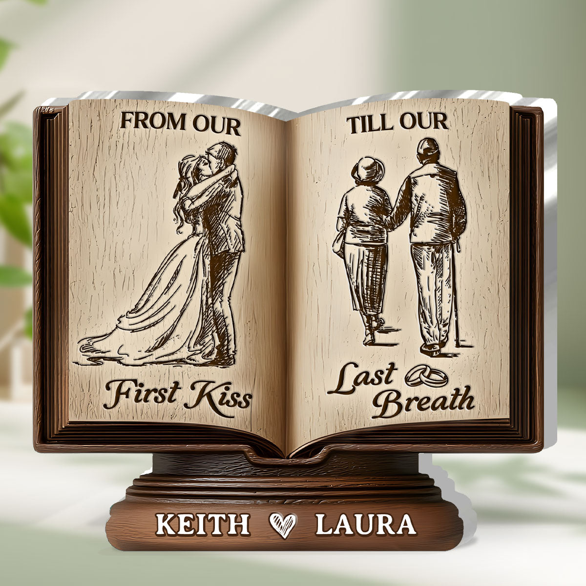 Personalized Wooden Book Sculpture for Couples - Romantic Anniversary Gift Plaque MagicInPrints