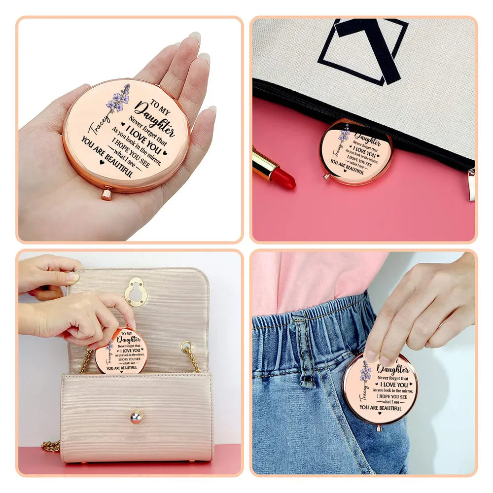Personalized Compact Mirror for Daughter - Sentimental Gift with Loving Message Beauty Tools MagicInPrints