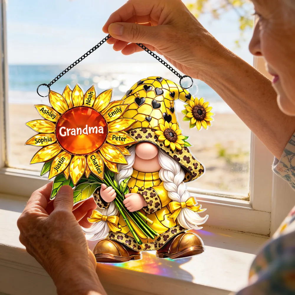Personalized Sunflower Grandma Gnome Ornament for Family - Home Decor Gift Ornament MagicInPrints