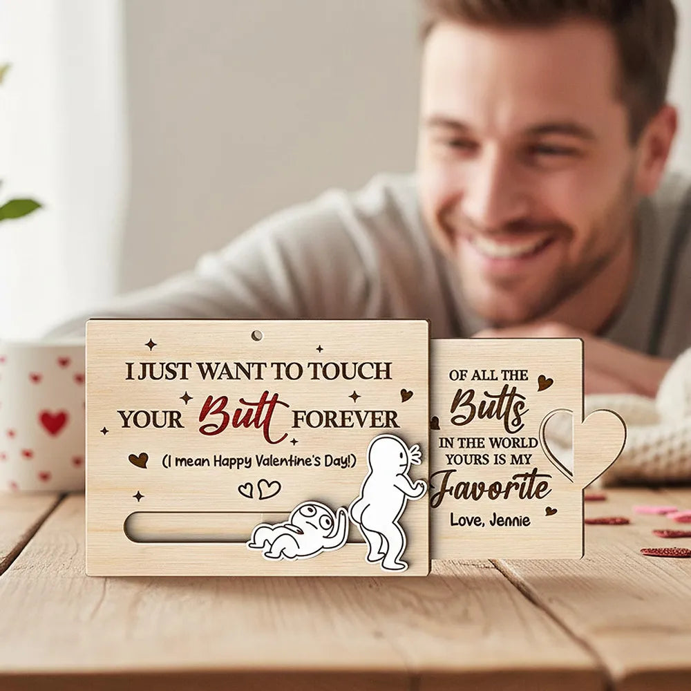 Personalized Wooden Love Card for Couples - Funny Valentine's Day Gift Ornament MagicInPrints