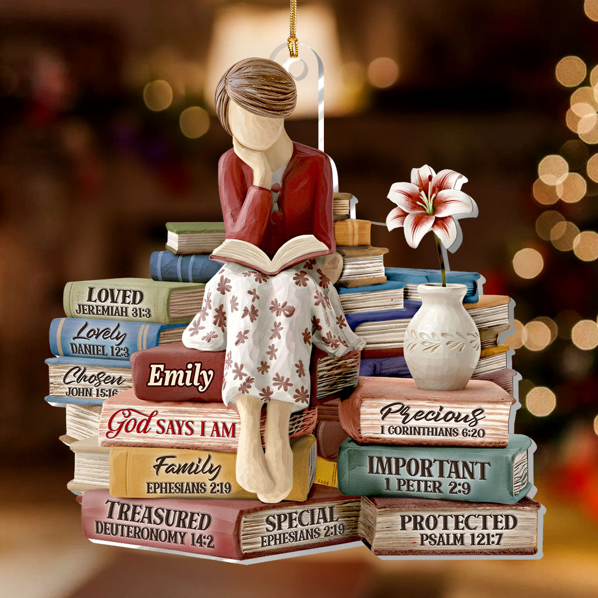 Personalized Book Lover Ornament for Women - Inspirational Christian Gift Ornament MagicInPrints