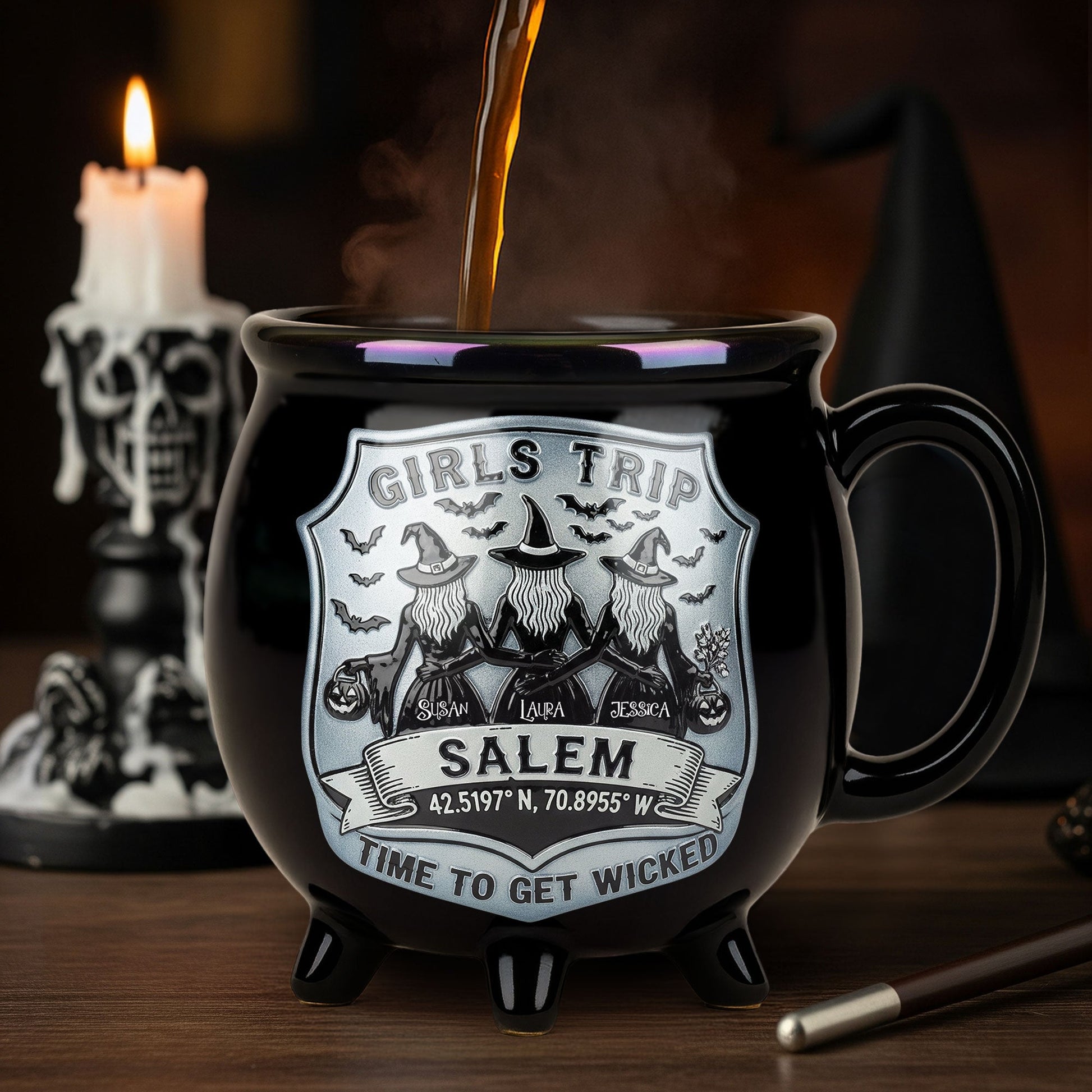Witch Girls Trip Cauldron Mug, Personalized Gifts For Witch Besties Cauldron Mug MagicInPrints