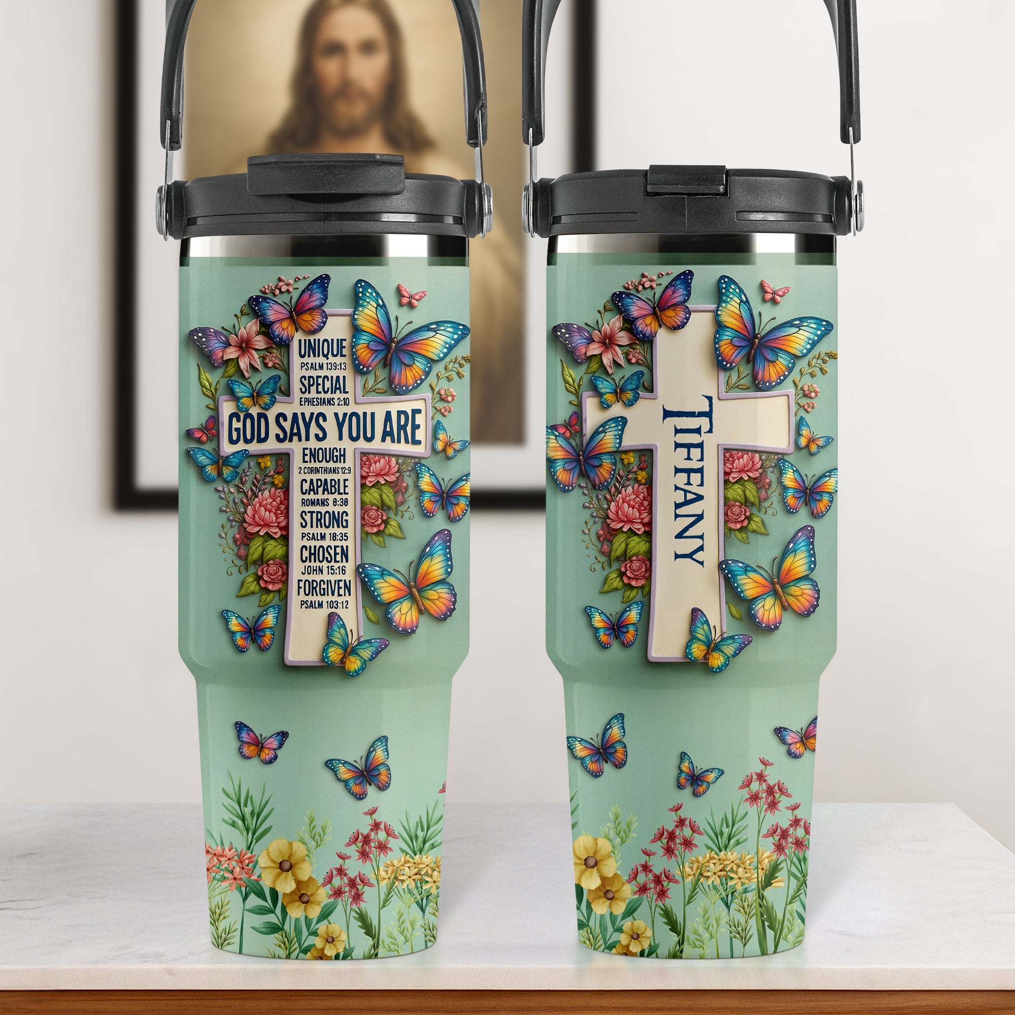 God Says You Are Special - Personalized Jesus Tumbler with Handle for Faith Lovers Tumbler Cup MagicInPrints