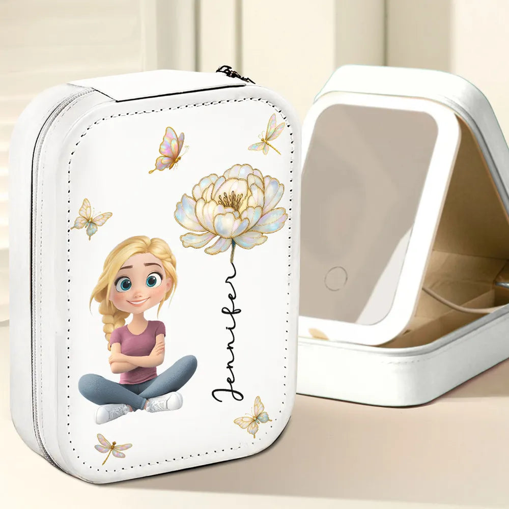 Personalized Makeup Case for Girls with Mirror - Cute Design with Name Beauty Tools MagicInPrints