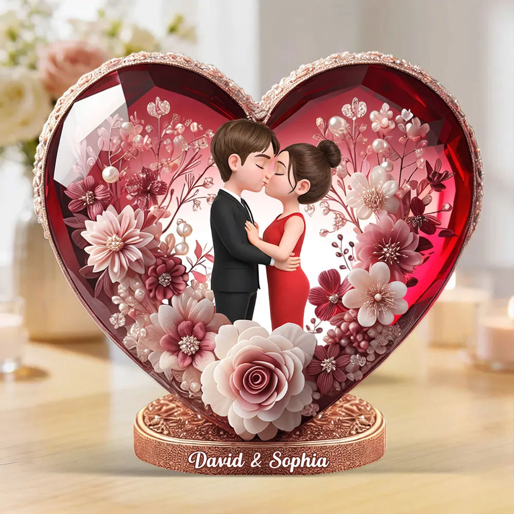 Personalized Heart-Shaped Crystal Keepsake for Couples - Romantic Gift Plaque MagicInPrints