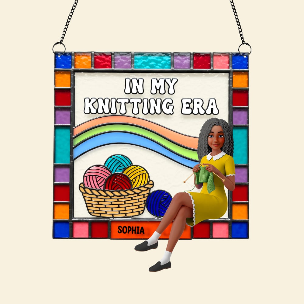 In My Knitting Era - Personalized Knitting Lovers Suncatcher Ornament - Custom Gift for Knitters, Craft Lovers, and Yarn Enthusiasts Ornament MagicInPrints