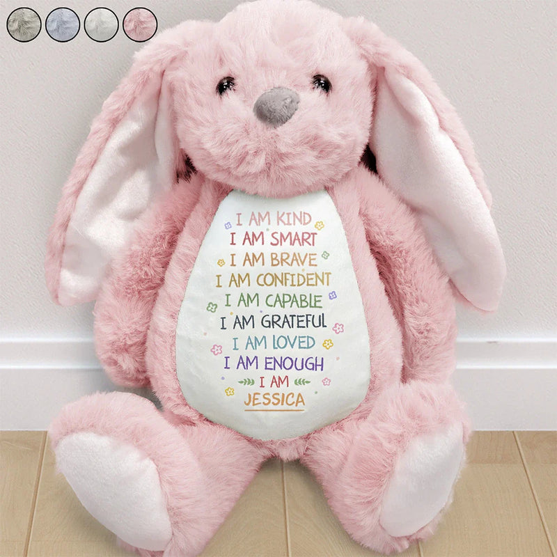 Personalized Stuffed Bunny for Kids - Affirmation Plush Toy with Custom Name Plaything MagicInPrints