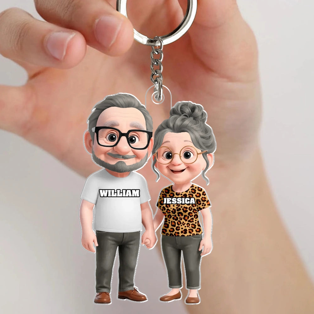 Personalized Couple Car Ornament for Grandparents - Cute Rearview Mirror Decoration Car Hanger MagicInPrints