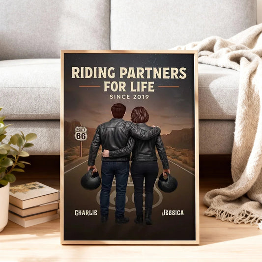 Personalized Couple Biker Poster for Motorcycle Enthusiasts - Anniversary Gift Poster or Canvas MagicInPrints