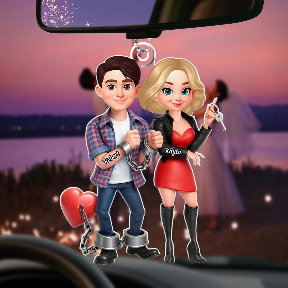 Custom Couple Car Ornament for Lovers - Romantic Gift Car Hanger MagicInPrints