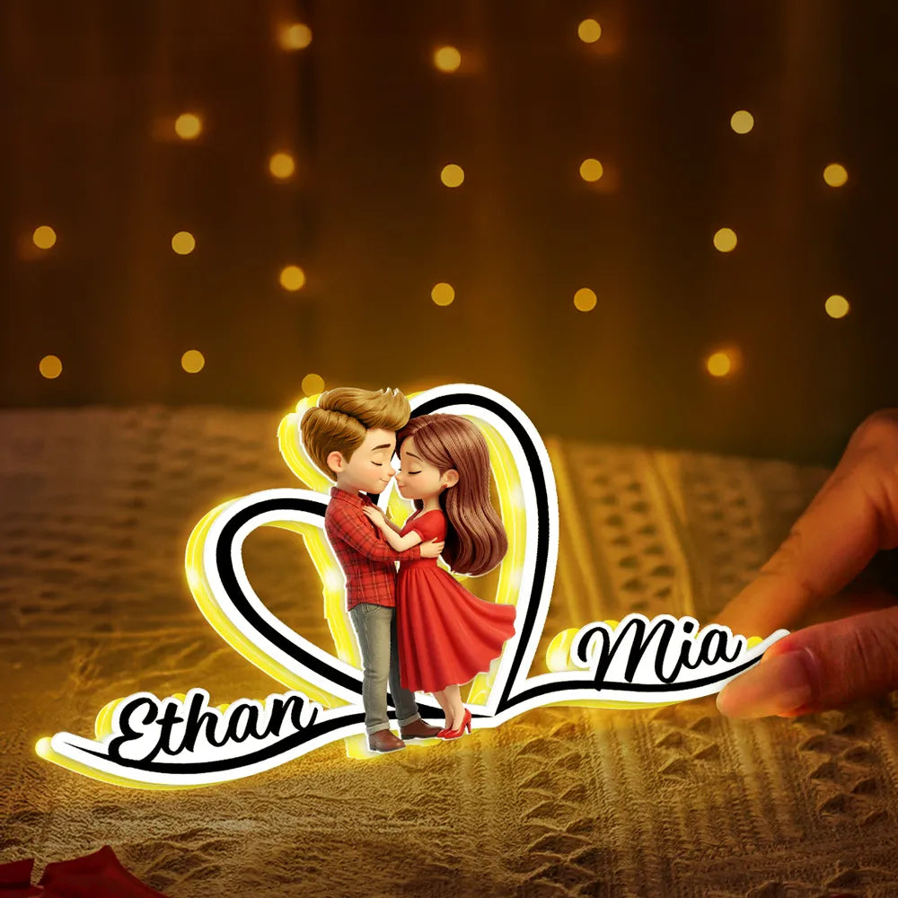 Personalized Couple LED Lamp for Romantic Decor - Valentine's Day Gift Plaque MagicInPrints