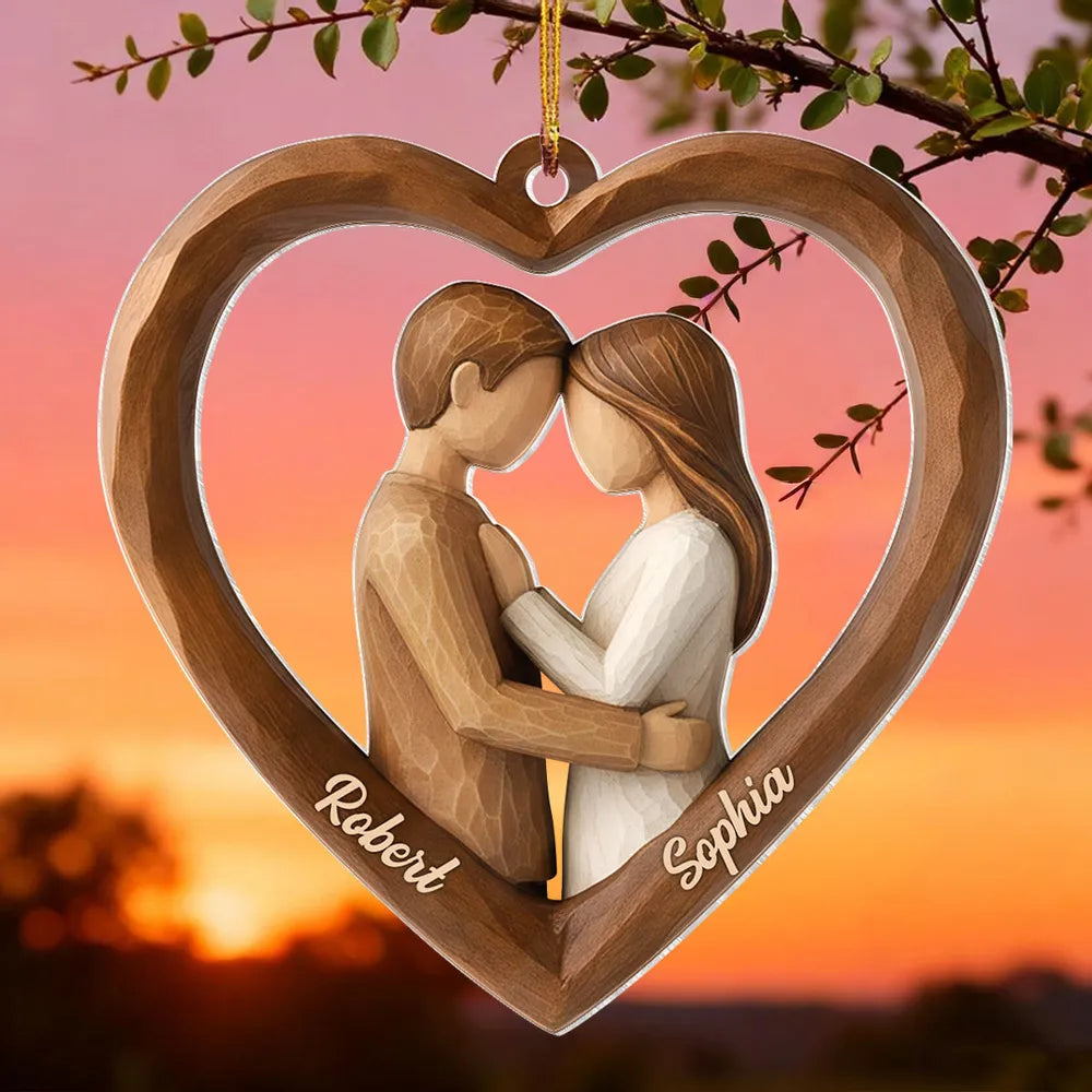 Personalized Wooden Heart Ornament for Couples - Romantic Christmas Gift Ornament MagicInPrints