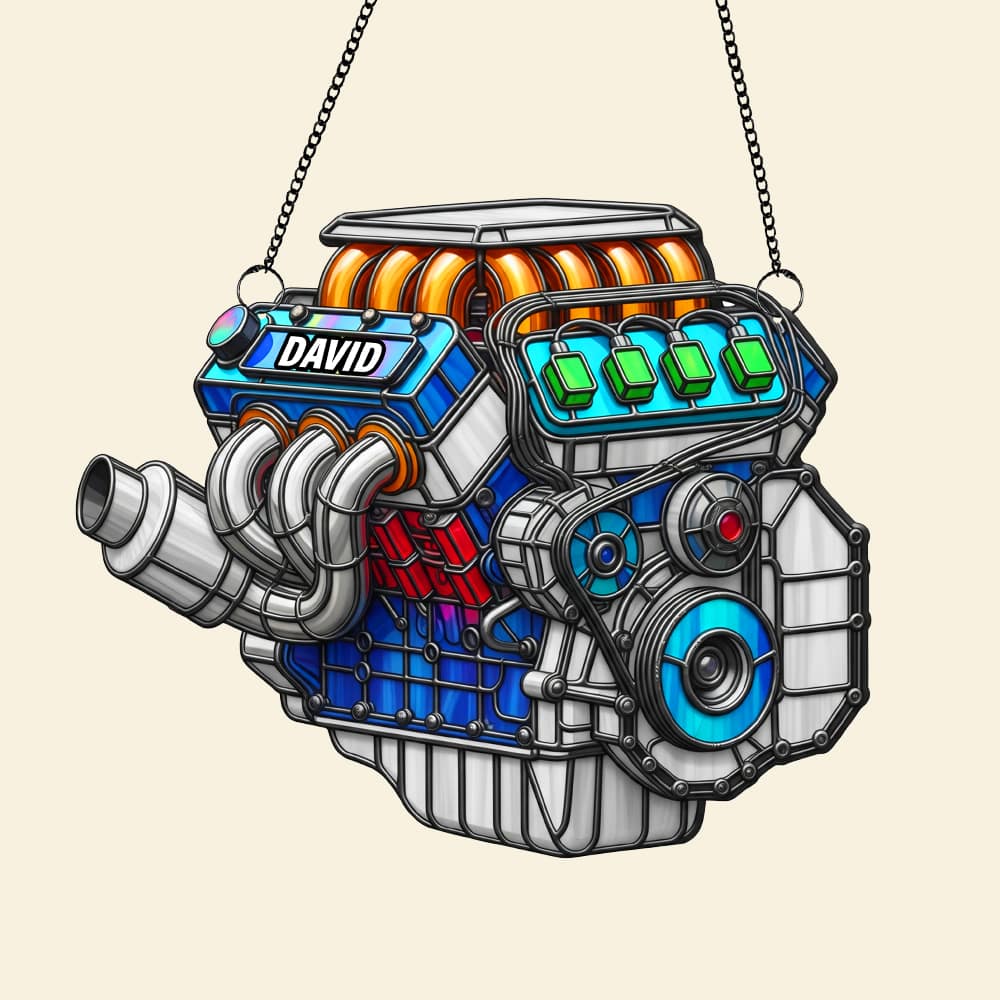 "Rev Up Your Passion!" Custom Hot Rod Engine Suncatcher Ornament - Personalized Gift for Car Lovers Ornament MagicInPrints