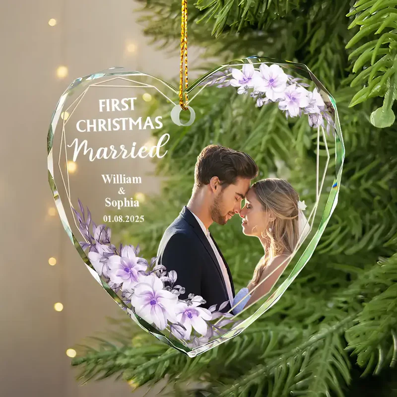 Personalized Wedding Ornament for Couples - First Christmas Married Keepsake Ornament MagicInPrints