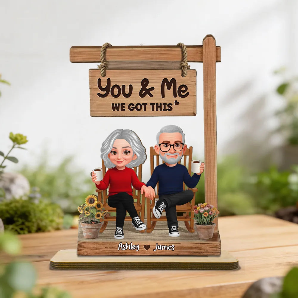 Personalized Couple Figurine Wooden Sign Gift for Seniors - Anniversary or Home Decor Plaque MagicInPrints
