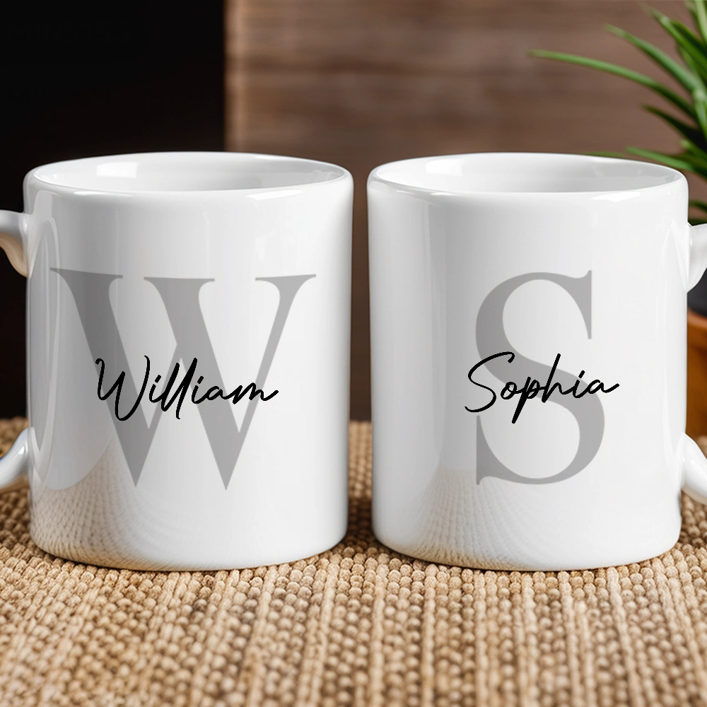 Personalized Ceramic Mug Set for Couples with Names - Perfect for Anniversaries Cup MagicInPrints