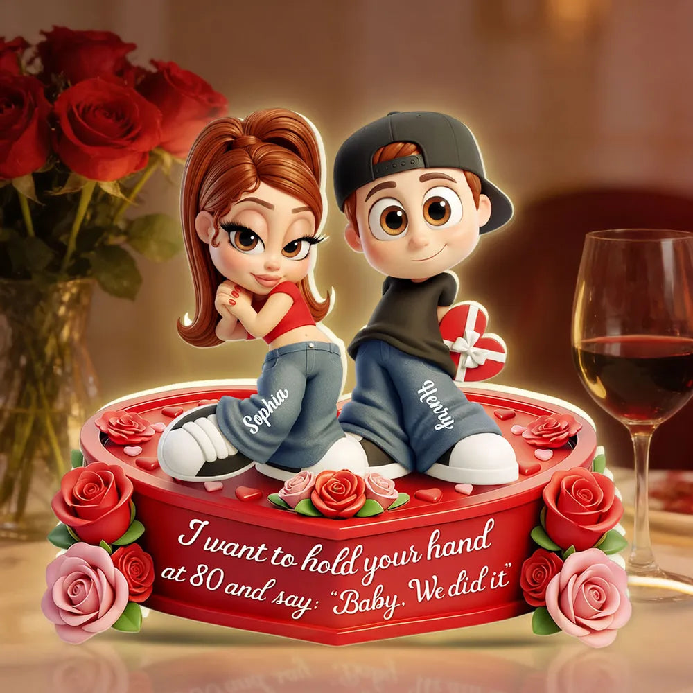 Custom Romantic Couple Figurine with Names - Anniversary Gift Plaque MagicInPrints